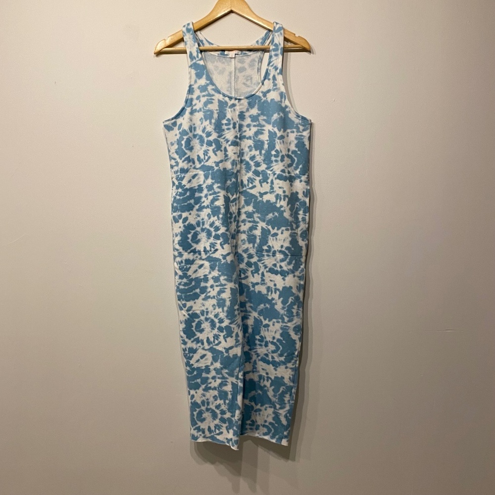 Colsie Blue and White Tie-Dye Jumpsuit